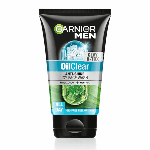 garnier men clay d-tox oil clear anti-shine icy face wash 100 gm