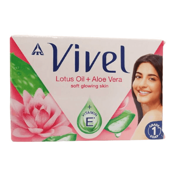 vivel lotus oil + aloe vera soft glowing skin soap set 5*90 gm
