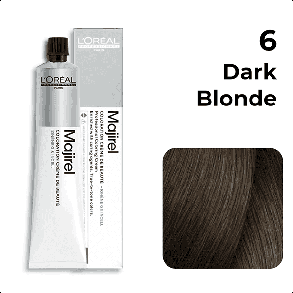 l'oreal professionnel majirel hair coloring cream no.6 dark blonde 49.5 gm