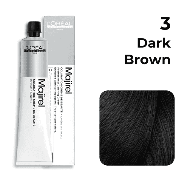 l'oreal professionnel majirel hair coloring cream no.3 dark brown 49.5 gm 