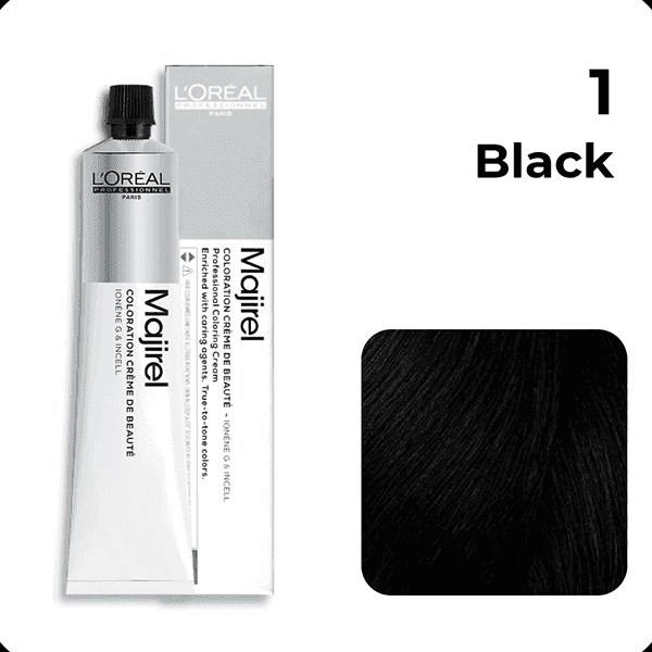 l'oreal professionnel majirel hair coloring cream no.1 black 49.5 gm 