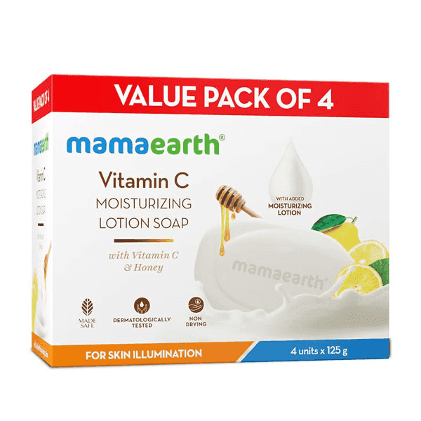 mama earth vitamin c moisturizing lotion soap 4*125 gm