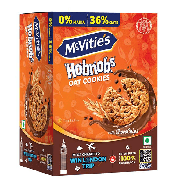 mcvitie's hobnobs oat cookies with chocochips 153.85 gm