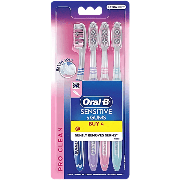 oral-b sensitive & gums pro clean tooth brush (extra soft) (buy 2 get 2 free)