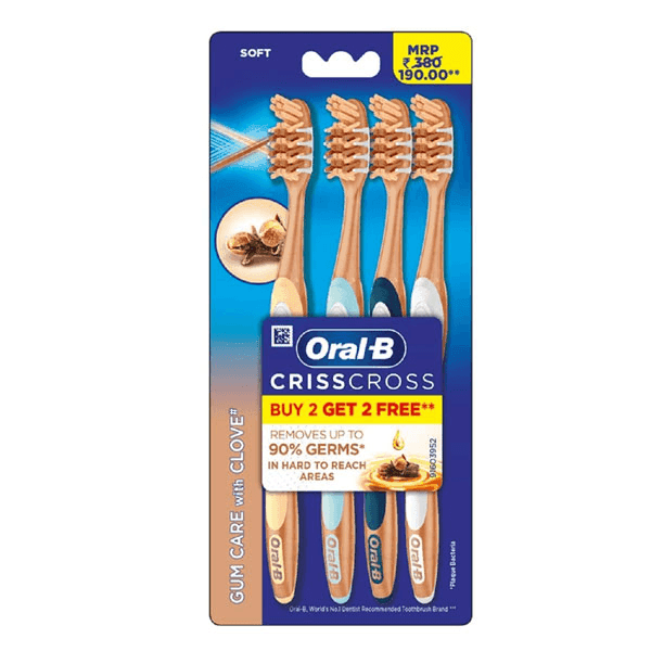 oral-b crisscross gum care with clove tooth brush (soft) (buy 2 get 2 free)