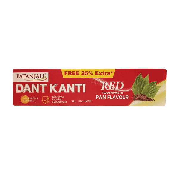 patanjali dant kanti red pan flavour tooth paste 100 gm