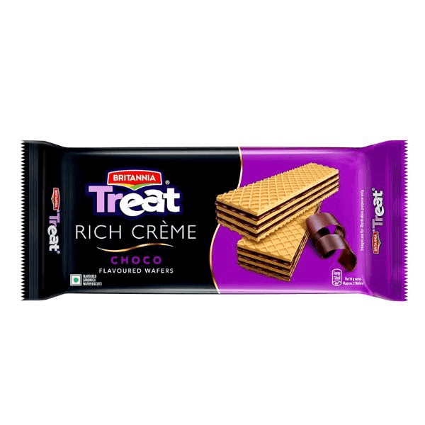 britannia treat rich creme choco flavoured wafers 55 gm (buy 1 get 1 free)