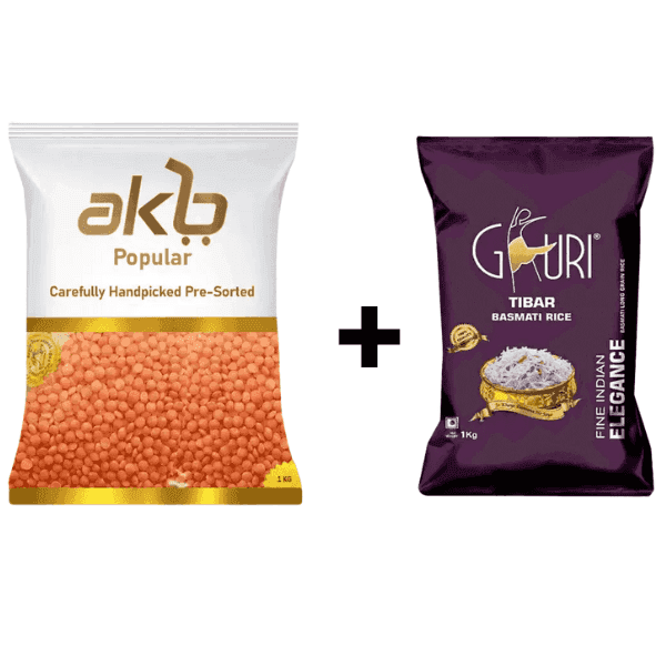 malka lal sabut dal 1 kg + gauri tibar basmati rice 1 kg (combo pack)