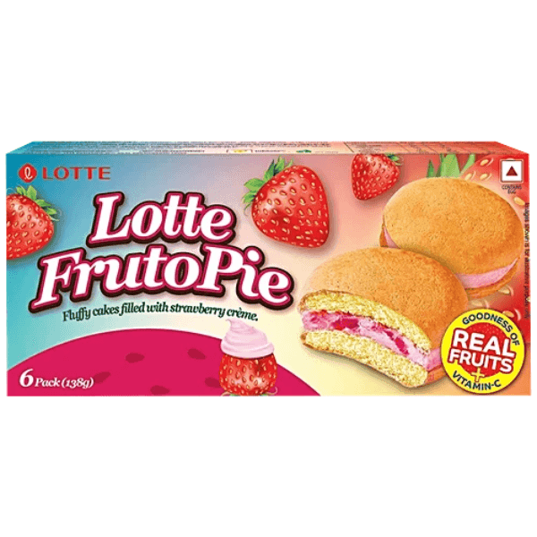 lotte frutopie fluffy cakes filled with strawberry creme 6 packs*23 gm