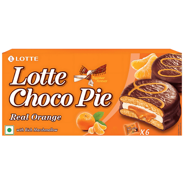 lotte choco pie real orange 6 packs*28 gm