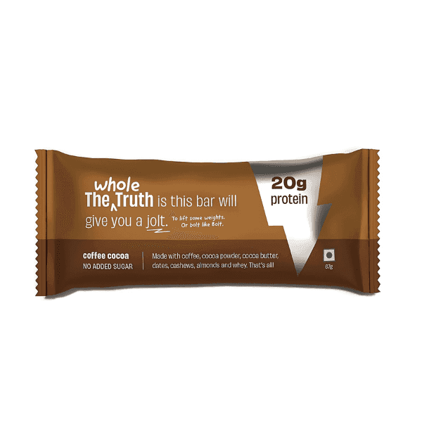 the whole truth coffee cocoa 20g protein bar 67 gm