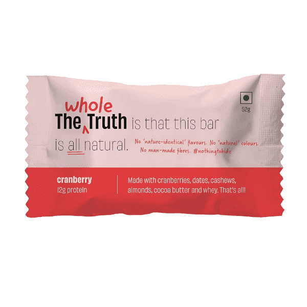 the whole truth cranberry protein bar 52 gm