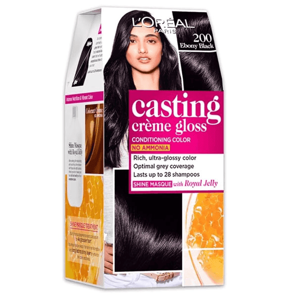 l'oreal paris casting creme gloss hair color 200 ebony black 87.5 gm + 72 ml
