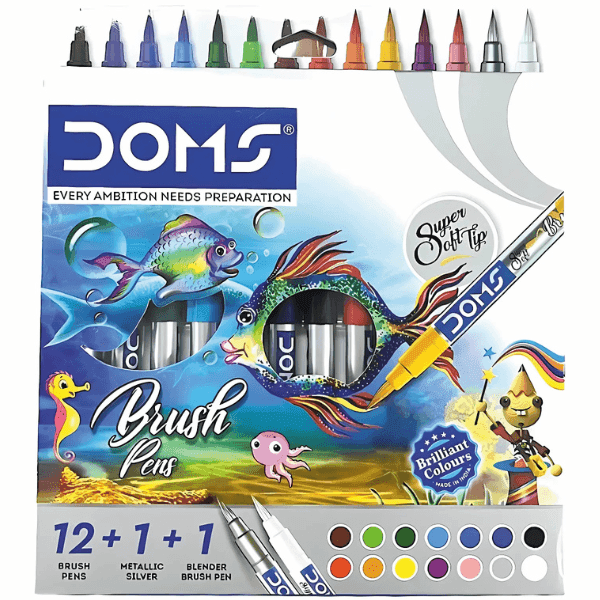 doms brush pens 13 assorted shades 1 set