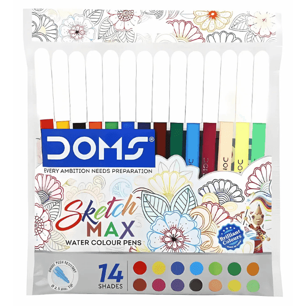 doms sketch max water colour pens 14 assorted shades 1 set 