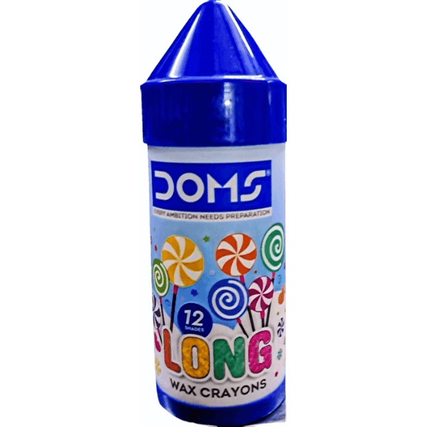 doms long wax crayons 12 assorted shades 1 set 