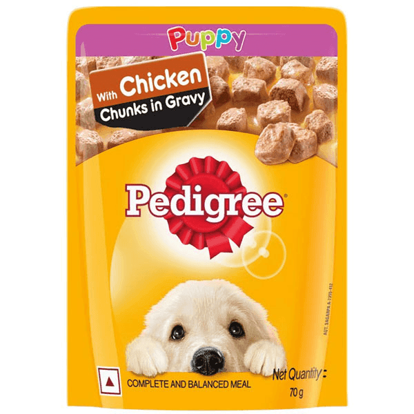 pedigree puppy chicken chunks in gravy dog food 70 gm