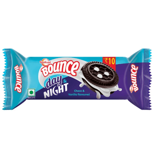 sunfeast bounce day & night choco & vanilla flavoured biscuits 49.6 gm