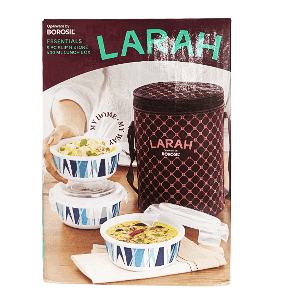 borosil larah essentials 3 pc klip n store 400 ml lunch box 1 unit