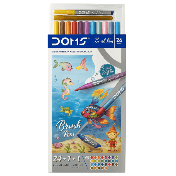 doms brush pens 26 assorted shades 1 set