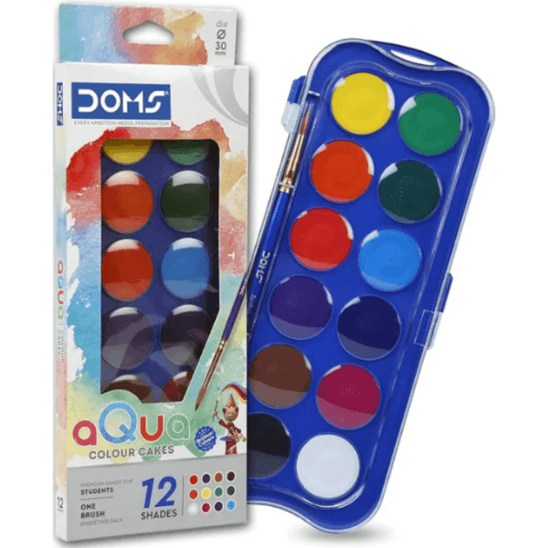 doms aqua colour cakes 12 assorted shades 1 set