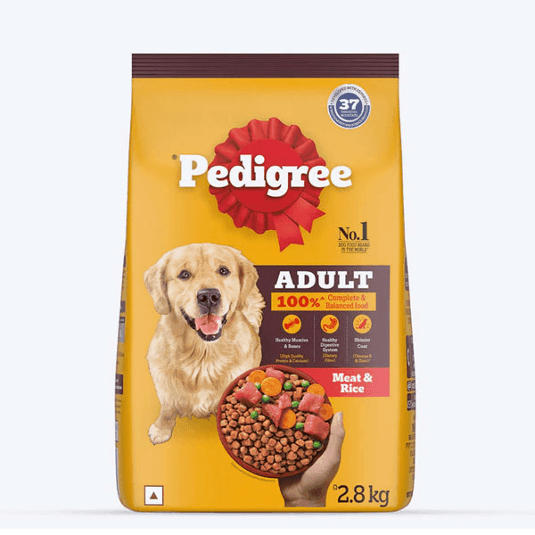 pedigree adult meat & rice dog food 2.8 kg