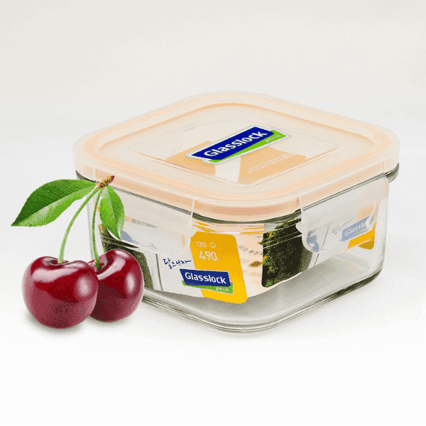 glasslock tempered glass classic type square food container 490 ml 1 unit