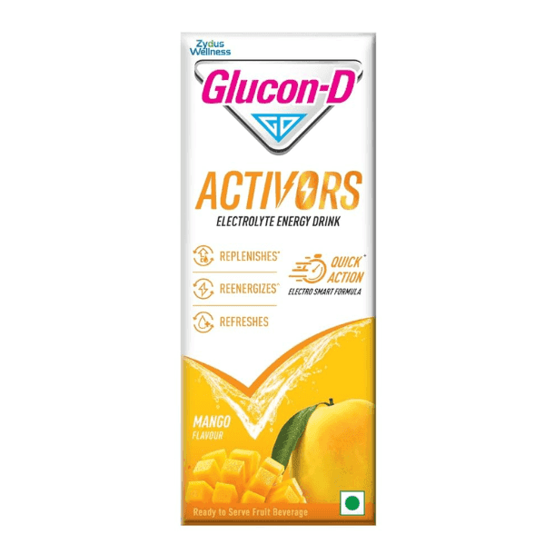 glucon-d activors mango flavour electrolyte energy drink 200 ml