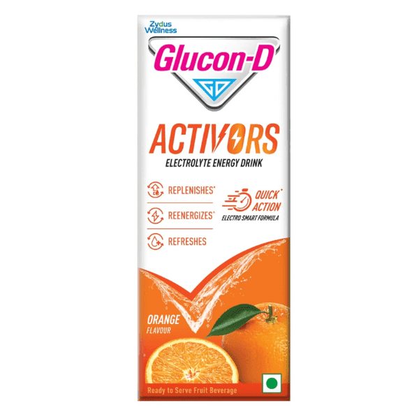 glucon-d activors orange flavour electrolyte energy drink 200 ml