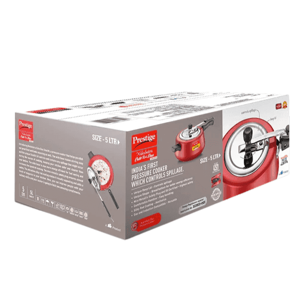 prestige nakshatra cute red duo svachh aluminium pressure cooker 5.0 ltr (powder coated) 1 unit