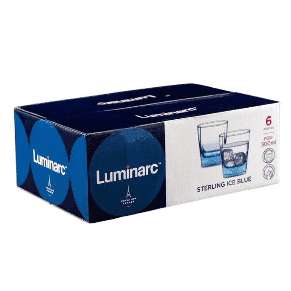 luminarc sterling ice blue tumbler 300 ml*6 pcs 1 set
