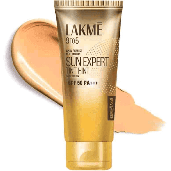 lakme 9 to 5 sun expert tint hint sunscreen spf 50 pa+++ 50 ml