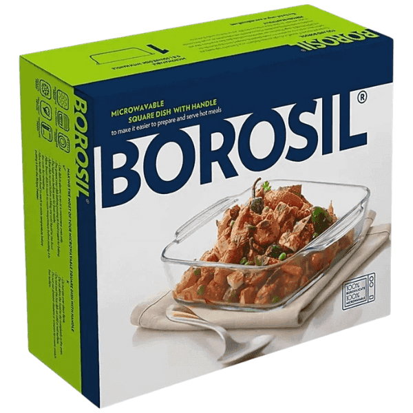borosil 1.6 l microwavable square dish with handle 1 unit