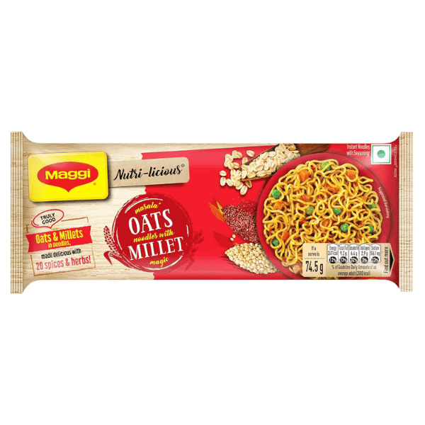 maggi nuti-licious masala oats noodles with millet magic 4 pack 298 gm