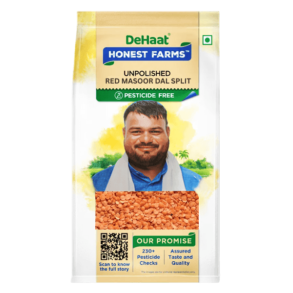 dehaat honest farms unpolished red masoor dal split 500 gm