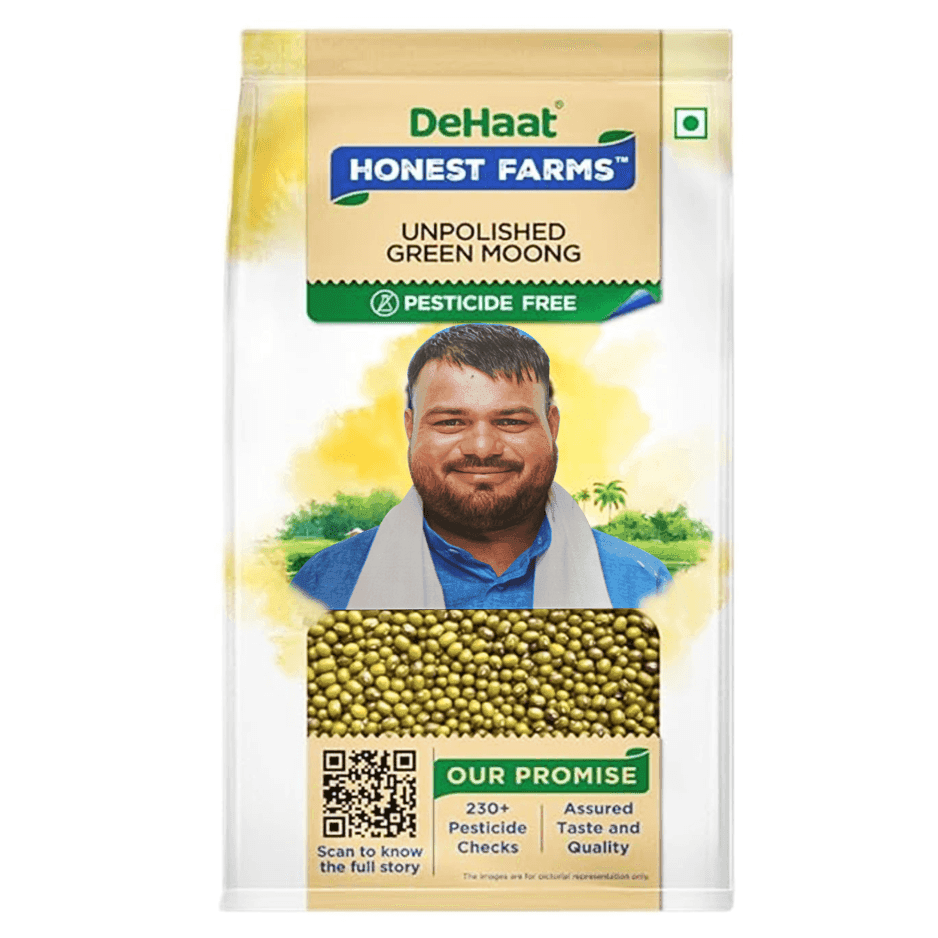 dehaat honest farms unpolished green moong 500 gm