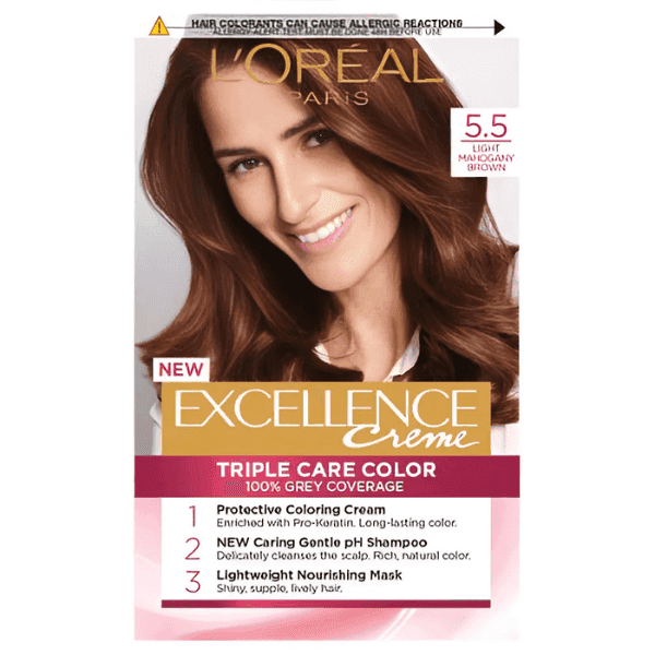 l'oreal paris excellence creme hair color no.5.5 mahogany brown 100 gm + 72 ml