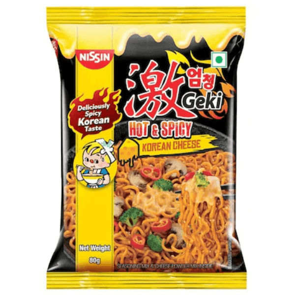 nissin geki hot & spicy korean cheese noodles 80 gm