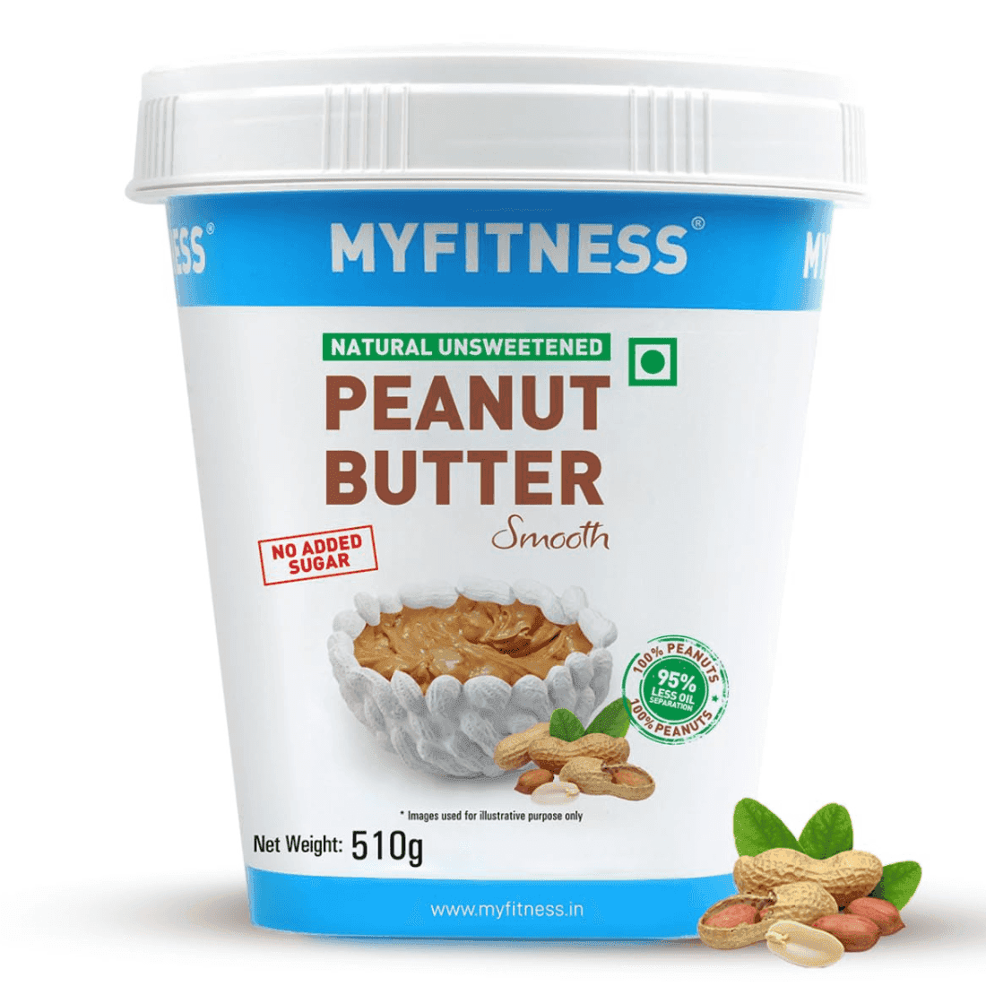 myfitness natural unsweetened peanut butter smooth 510 gm