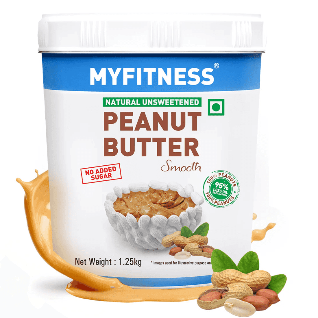 myfitness natural unsweetened peanut butter smooth 1.25 kg