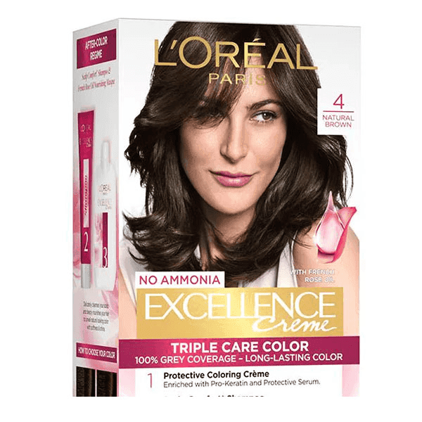 l'oreal paris excellence creme hair color no.4 natural brown 100 gm + 72 ml