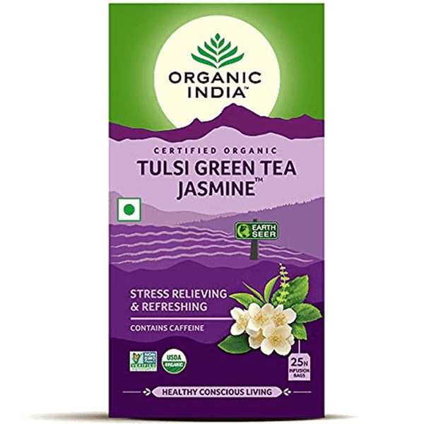 organic india tulsi green tea jasmine 25 infusion bags*1.8 gm