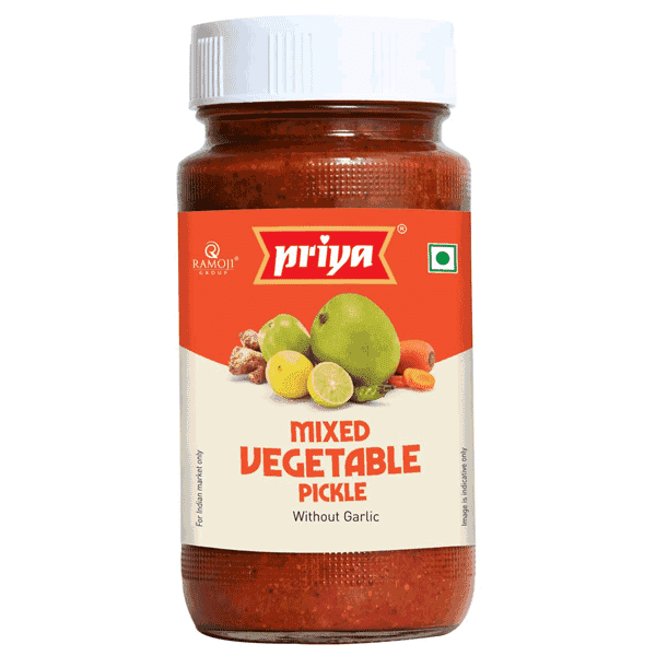 priya mixed vegetable pickle without garlic 300 gm
