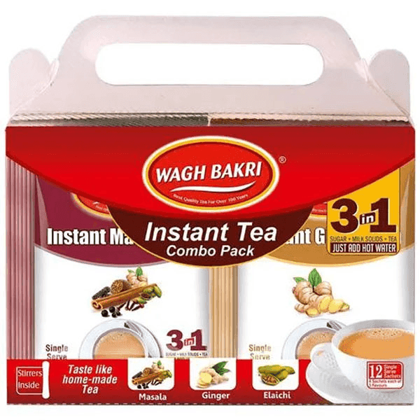 wagh bakri instant tea combo pack 3 in 1 168 gm 