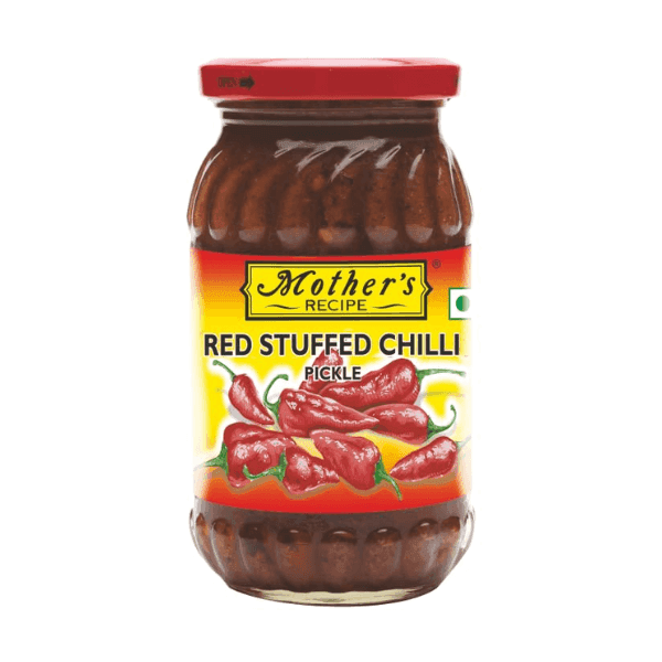 mother's recipe red stuffed chilli pickle 400 gm