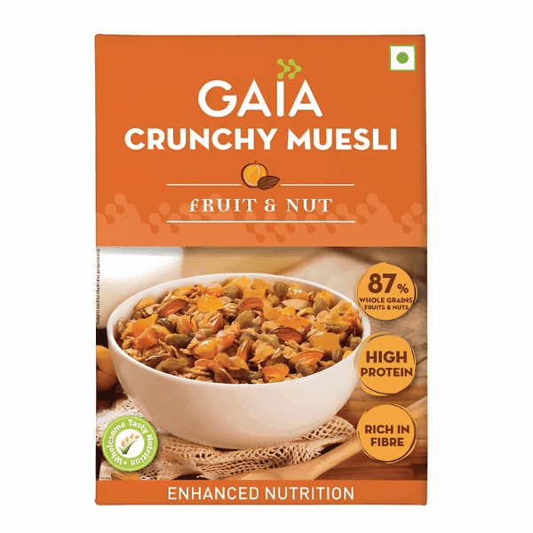 gaia crunchy muesli fruit & nut 400 gm 