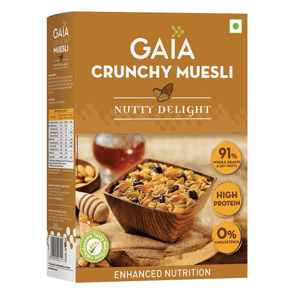 gaia crunchy muesli nutty delight 400 gm