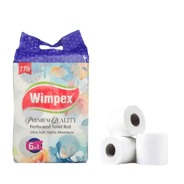 wimpex 2 ply perforated toilet rolls 6 pack