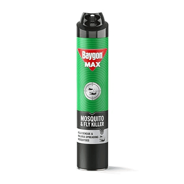 baygon max mosquito & fly killer spray 625 ml