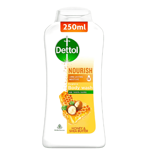 dettol nourish honey & shea butter hygiene body wash 250 ml